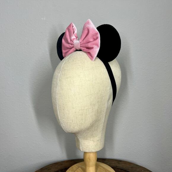 Classic Pink Velvet Elastic Minnie Ears | Disney-Inspired Adjustable Mouse Ears - Picture 3 of 5